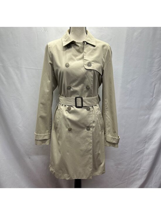 Lacoste Jackets & Blazers - Lacoste Vintage Womens Beige Double-Breasted Trench Coat With Belted Waist & Bac